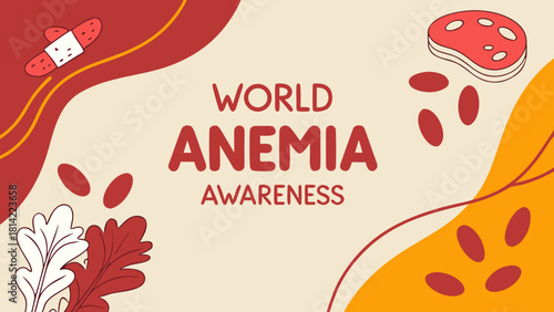 World Anemia Awareness Banner with Medical Health Concept Design