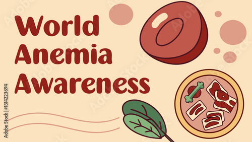World Anemia Awareness Banner with Medical Health Concept Design