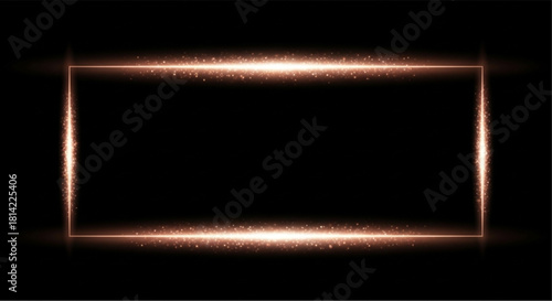 An elegant, glowing frame with a luxurious aura, perfectly centered on a deep black background, offers a sense of sophistication and refined style. vector illustration