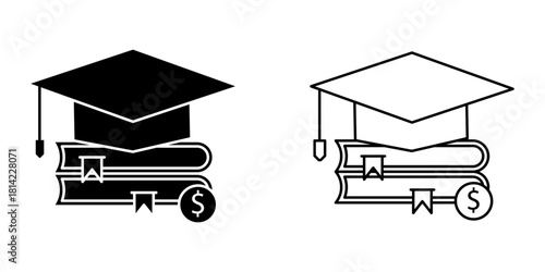 college savings set icon on white background