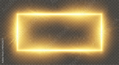 A mesmerizing display of radiant energy, as a golden rectangle glows with ethereal light, creating an atmosphere of mystery and futuristic style. vector illustration