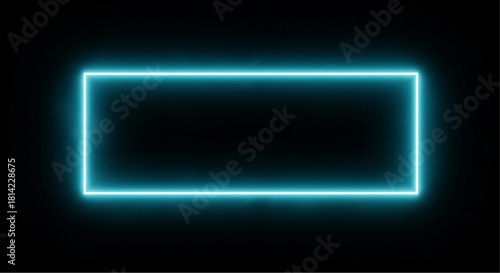 An captivating luminous blue neon rectangle against a dark backdrop. The sharp lines of the rectangular light shape generate a modern and technological appearance. vector illustration