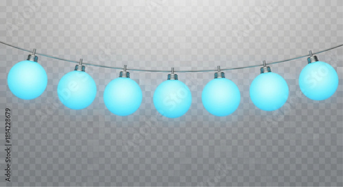 A string of luminous, blue Christmas baubles, perfect for holiday decoration and festive season. vector illustration