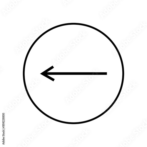 Free Download Black thin arrow on white circle pointing left direction indicates previous page of web and app. Left side arrow icon. Arrow mark previous button icon ui and ux design. Vector illustration. - GFXLoad