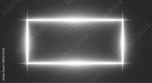Illuminated rectangle, showcasing a minimalist design with radiant lines. vector illustration