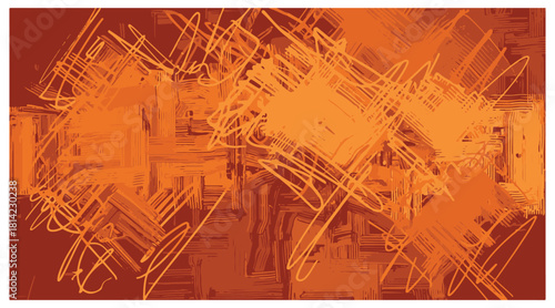 Abstract background texture with chaotic orange and brown scribble lines creating a dynamic pattern vector illustration
