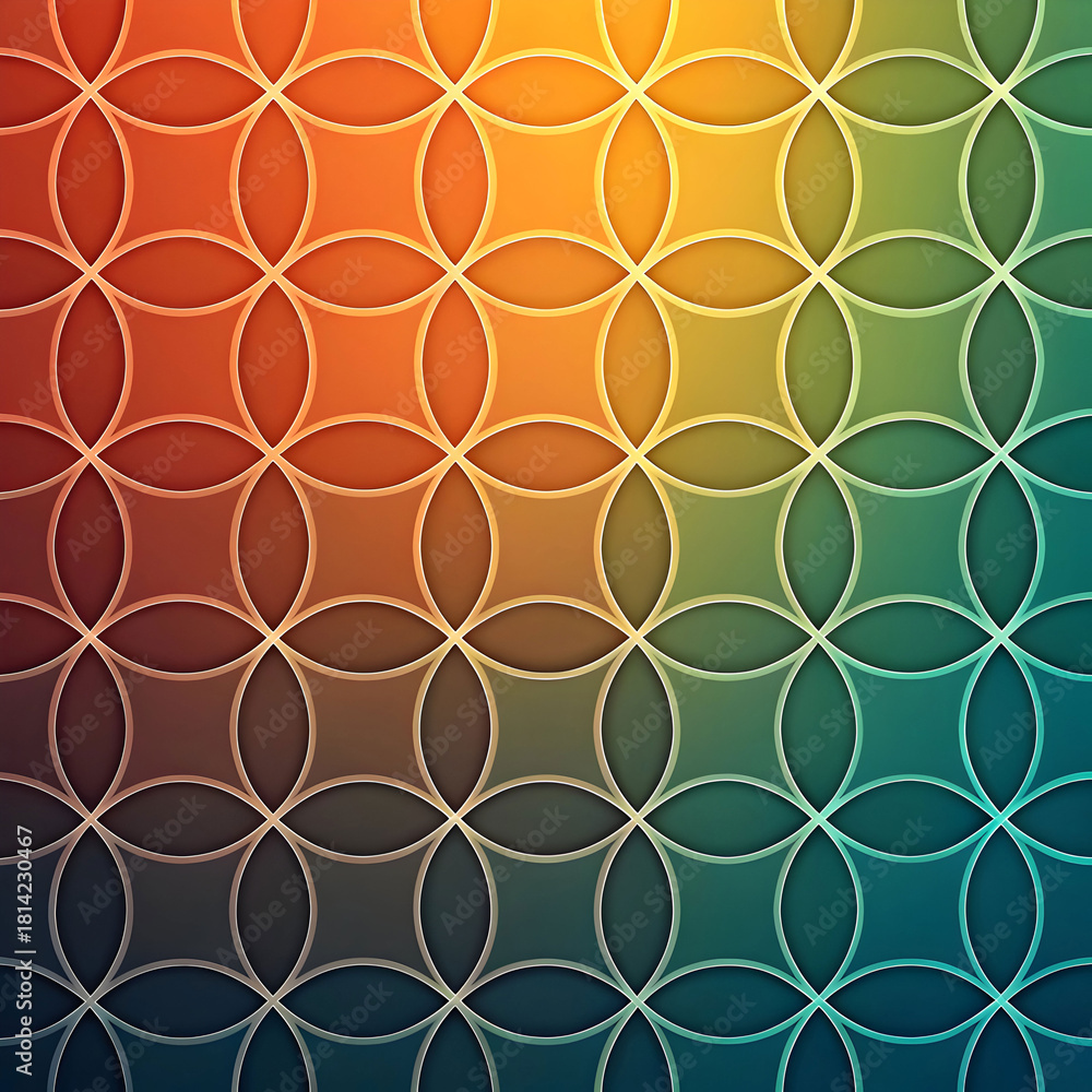 Fototapeta premium Abstract circular grid with color gradients