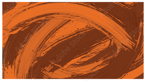 Abstract background texture with bold, expressive brush strokes in vibrant orange and deep brown colors vector illustration