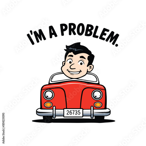 Funny Cartoon Red Car 