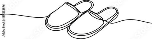 Single Line Drawing of Slippers - Comfort, Home & Relaxation Footwear
