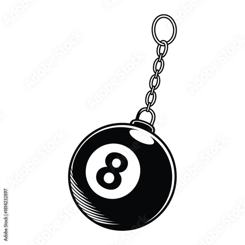 Eight Ball Keychain Icon - Billiards, Luck & Game Accessory