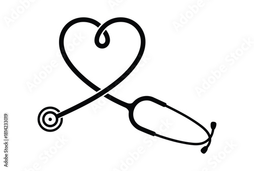 Heart-Shaped Stethoscope - Medical Love, Healthcare & Cardiology Symbol
