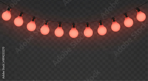 Illuminating a festive atmosphere, string of warm, inviting, spherical lights cast a captivating glow against a soft background. vector illustration