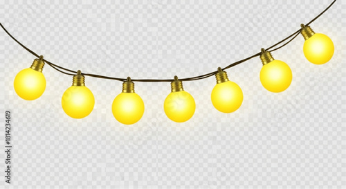 A string of illuminated festive lights creates a warm, inviting glow, perfect for adding a touch of magic to any occasion.  vector illustration