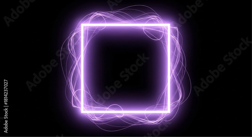 A captivating digital design showcasing a glowing square neon with ethereal flowing light, a striking visual for futuristic concepts.