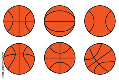 basketball icon set vector on white background. sports, icon, graphic, design, vector, illustration, simple, orange, black, white, outline, solid, logo, website, social media, printable, symbol