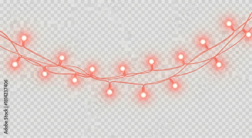 Festive red string lights create a warm, inviting ambiance for celebrations. The glowing bulbs strung along a delicate wire evoke a sense of joy and anticipation.