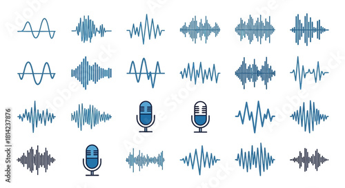 Visualizing Audio Waves and Microphones: A Comprehensive Vector Illustration