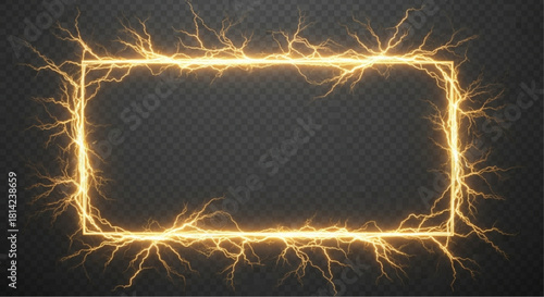 A glowing electric rectangular frame radiates energy, surrounded by an intricate pattern of sparks and crackles. This striking design will bring energy to your design vector illustration