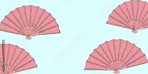 Colorful hand fans arranged in an artistic display showcase intr.