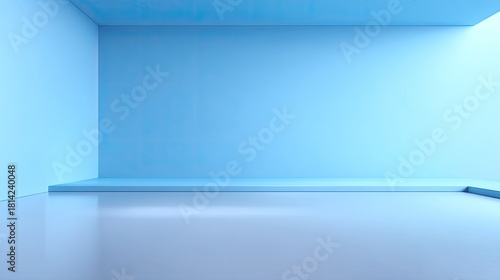 Wallpaper Mural Bright and Minimalist Blue Room Interior with Soft Lighting and Smooth Surface Torontodigital.ca