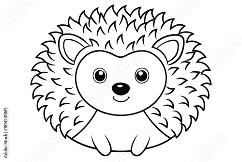 Cute cartoon hedgehog coloring page isolated on