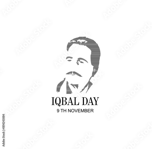 Allama Iqbal Day, November 9. National Poet of Pakistan. Vector Illustration