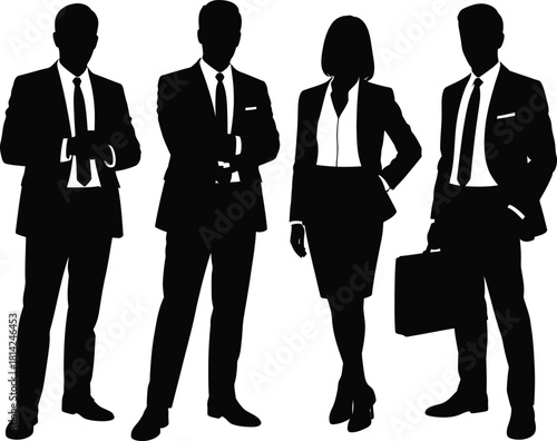 Business Team Silhouette – Professional Corporate Group Vector Illustration