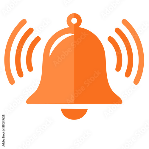 An orange digital alarm bell rings loudly signaling an important announcement or new notification