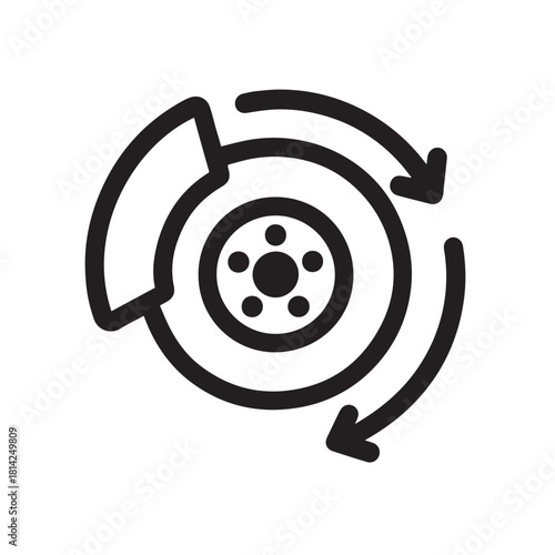 Regenerative Braking Indicator Icon, Electric Car Dashboard Symbol.