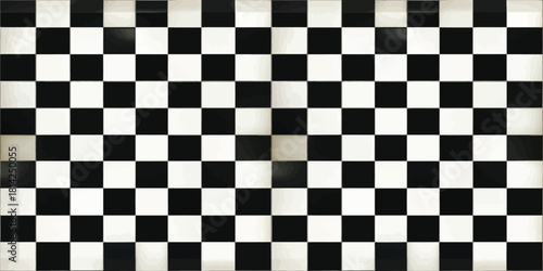 A visually striking black and white checkerboard pattern arranged in a seamless layout.