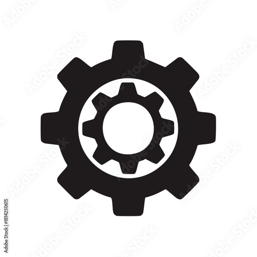 Interlocking gear system illustration a black mechanical cogwheel design, a vital component embodying movement and function with precise engineering elements