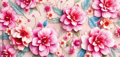 Intricate watercolor floral pattern, pastel hues, soft focus,  wedding,  delicate