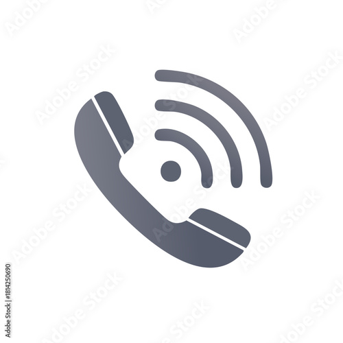 Telephone handset icon with radio waves representing call connection or signal
