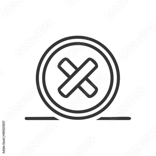 Simple cross mark icon within a circle for rejection or error
