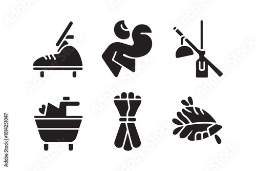 Collection of traditional russian banya sauna accessories and items