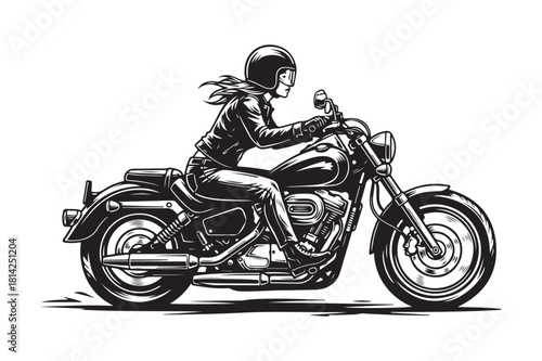 Sketch of a rider on a classic motorcycle