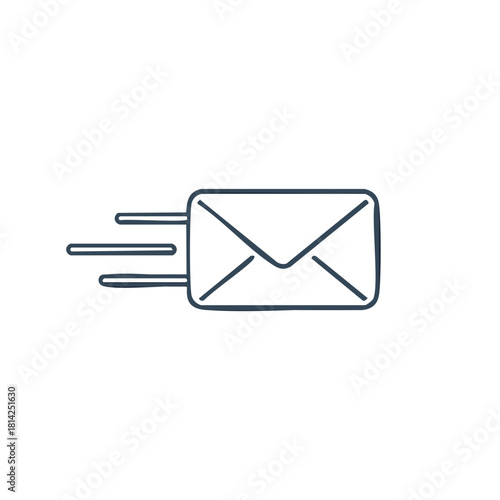 Email message sent quickly icon, hand drawn style vector illustration