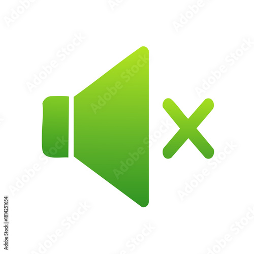Green gradient mute icon with a speaker and X symbol indicating sound off or silent mode