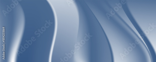 Abstract blue white luxury fabric wave background with copy space. Smooth liquid wave. Elegant shiny silk satin texture. Suit for wallpaper, cover, header, 