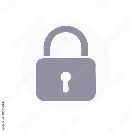 Simple icon illustration of a grey padlock inside a light grey circle representing security or privacy