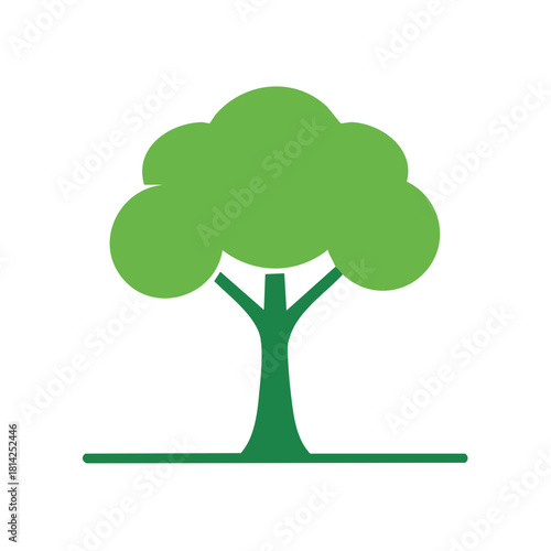 Green Tree Icon Symbol Sign, Nature Forest Park Ecology Concept, Simple Tree Vector Illustration