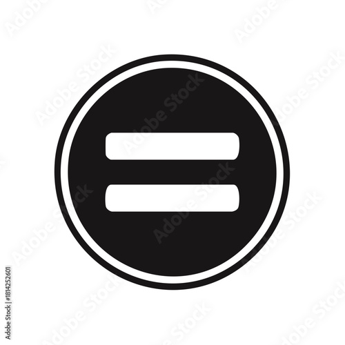 Simple flat vector icon of an equals sign inside a circle symbol for equality or calculation