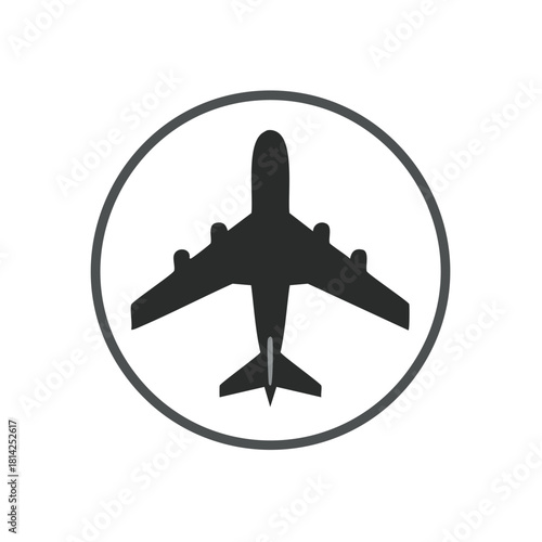 Airplane Graphic Icon Commercial Airline Jet Aircraft Illustration in Circle Logo Symbol