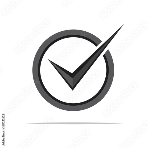 Gray Check Mark in Circle Icon Graphic Design