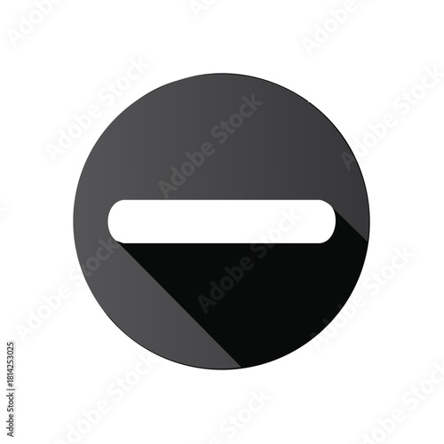 Minimalist minus sign in a circle with a shadow