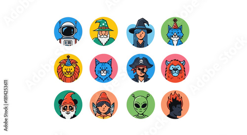 Diverse Circle Avatar Collection Unique Profile Icons for Modern Design