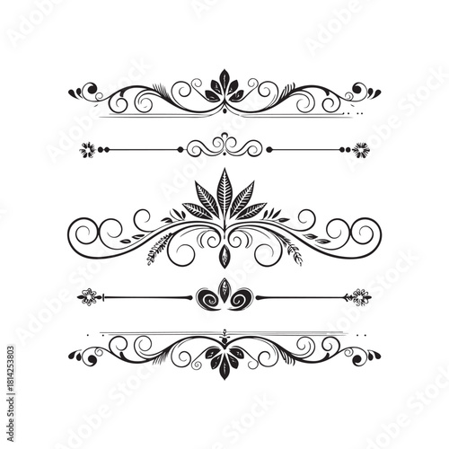 Calligraphic Design Elements Decorative Divider Elements black colour vector design and white background (1).eps