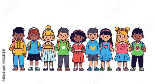 Diverse Group of School Children Ready to Learn