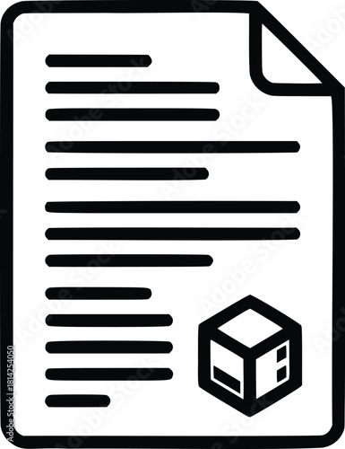 Black Line Icon Of Shipping Document Paperwork With Delivery Box Symbol Representing Logistics And Inventory Management System Interface Design Element For Web Applications